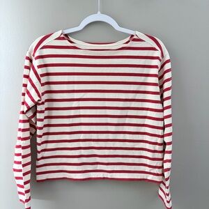 Everlane Red and Cream Striped Shirt XS